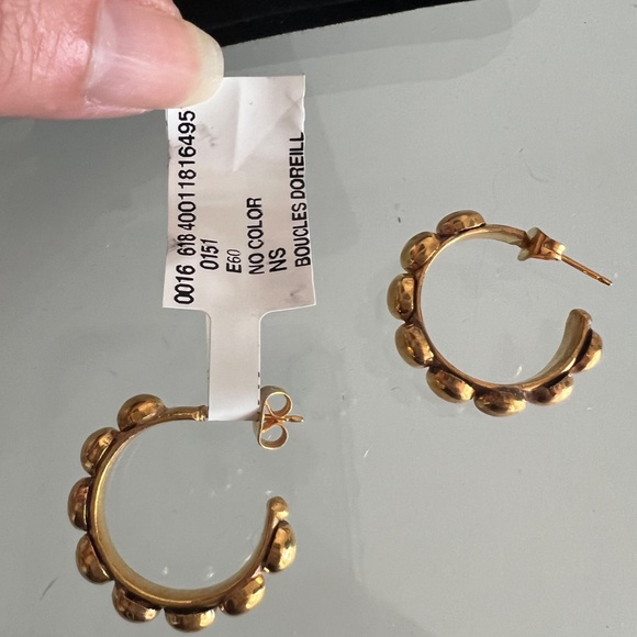 SYLVIA TOLEDANO Boucles D'oreilles Mini Creole 22K Gold Plated Hoops - Picture 7 of 8